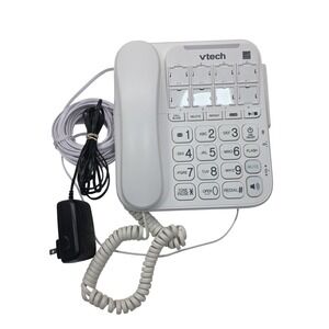 VTech SN5147 Amplified Corded Phone Big Buttons Digital Answering System White